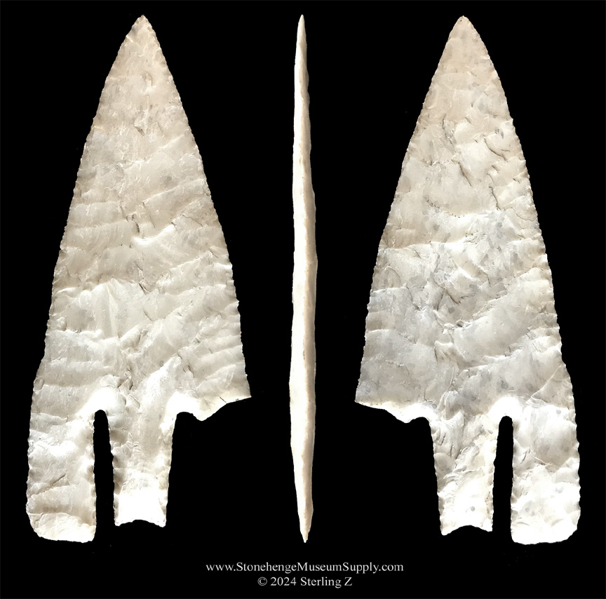 Lithic cast of an Andice point, Andice lithic casting by Sterling Z Stonehenge Museum Supply, Andice cast for sale, Texas Andice point cast