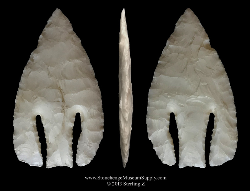 Lithic casting of an Andice point out of Texas. Andice indian artifact cast by Sterling Z Stonehenge Museum Supply Andice point for sale lithic cast