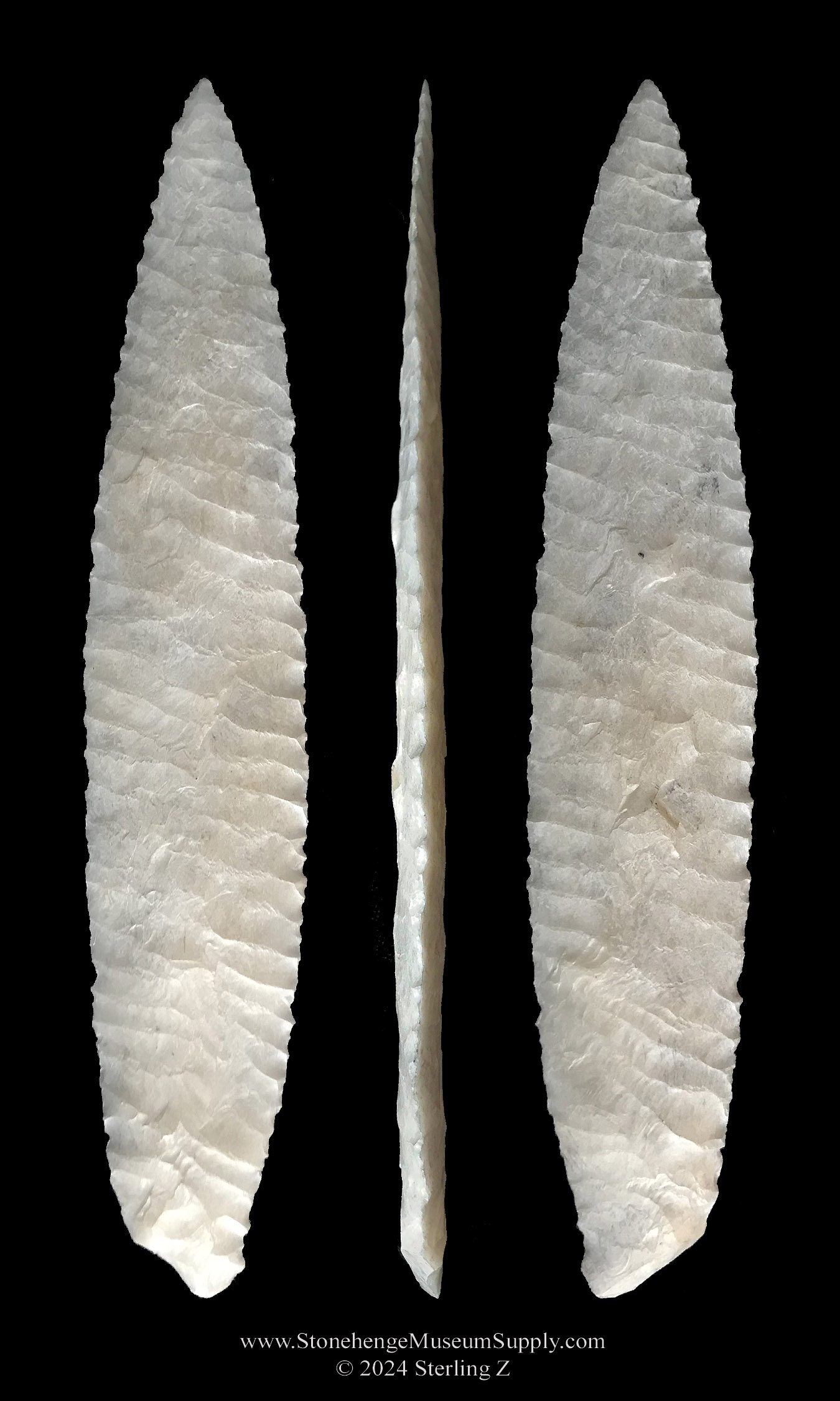 Texas Paleo Angostura Point Knife Lithic Cast - Sterling Z - Arrowhead Lithic Casts for sale TX Texas arrowhead cast Stonehenge Museum Supply Sterling Z