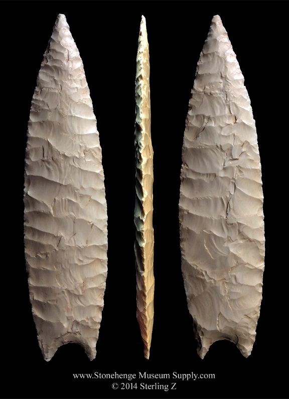 Texas Barber Lithic Cast - Largest example of the early type - TX Indian artifact midden flint chert blade spearpoint Bill Yoder Collection