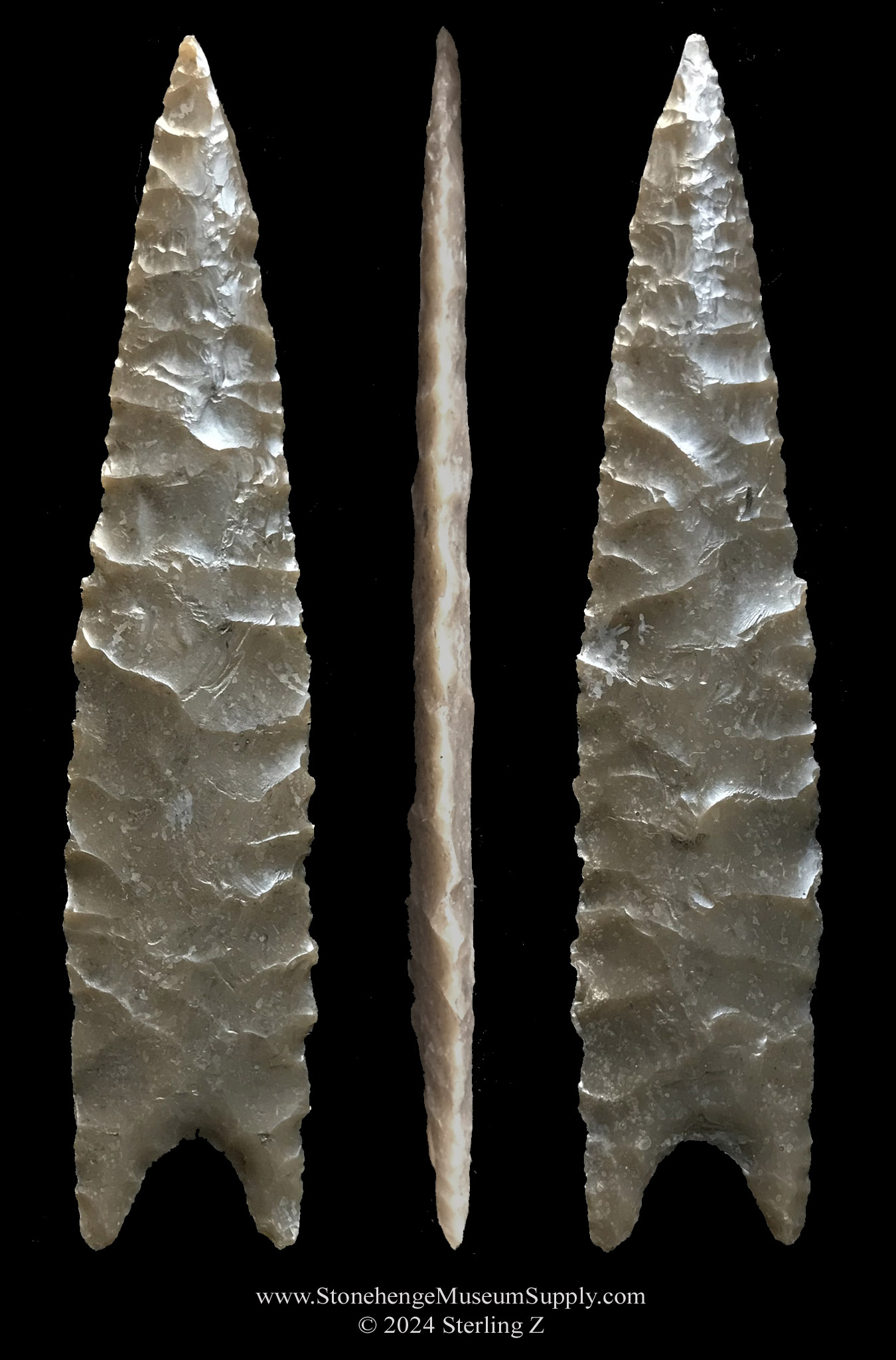 Texas Barber Lithic Cast - Burnet County Texas Sterling Mark Payne paleo lithic arrowhead cast Barber Point for sate Stonehenge Museum Supply Arrowheads