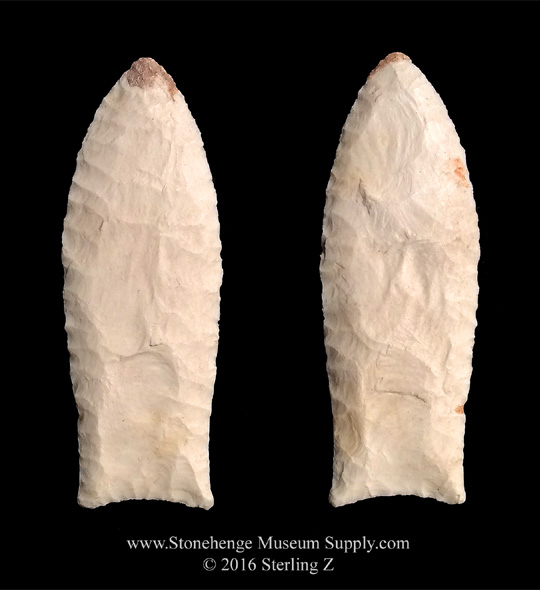 Clovis Point - Paleo Clovis out of Texas - Donnie Metcalf Collection - By STerling Z - Stonehenge Museum SupplyTexas Clovis Point - Clovis Point For Sale - Clovis Arrowhead For Sale - Paleo Arrowhead Replica - Cast of an authentic TX Clovis Blade