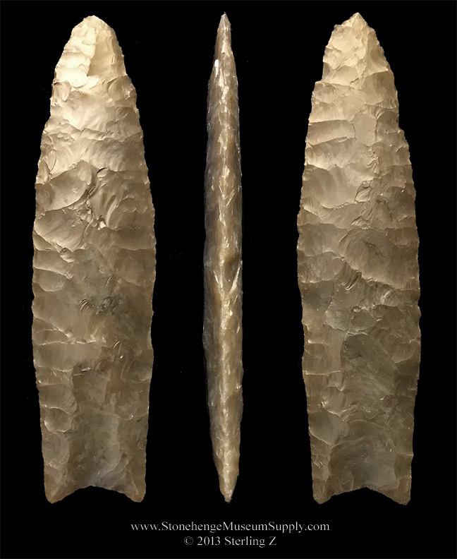 Texas Clovis cast for sale - Clovis Point For Sale - Paleo Arrowhead Replica - Cast of an authentic TX Clovis Blade - cast by Sterling Z Lithic Casting Clovis, Clovis lithic casting