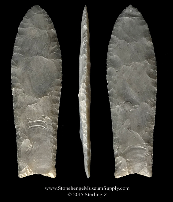 Clovis Point Lithic Cast, Cast of a Tecas Clovis Point by Sterling Z Stonehenge Museum Supply, lithic cast, lithic casting, clovis arrowhead cast for sale