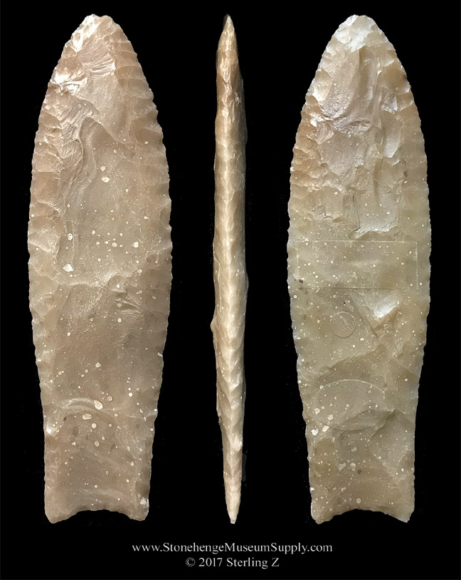 Texas Clovis Point Lithic Cast McFaddin Beach - Lithic cast for sale - Clovis Point For Sale - Paleo Arrowhead Replica - Lithic Casting Clovis Cast of an authentic TX Clovis Blade
