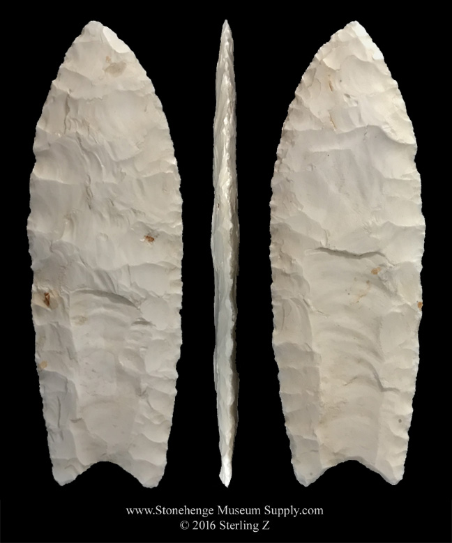 Clovis Point - Burlington chert Clovis Paleo blade for sale Vermillion Cointy Indiana - Paleo Arrowhead Replica - Cast of an authentic TX Clovis Blade