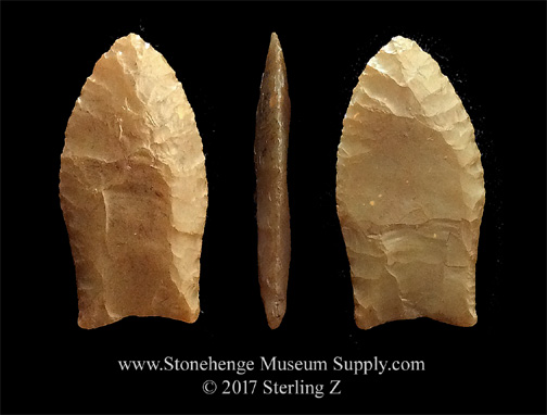 Clovis Point - McFaddin Beach Jefferson County Paleo Clovis out of Texas - Dr. Long collection Clovis lithic casting for sale Sterling Z