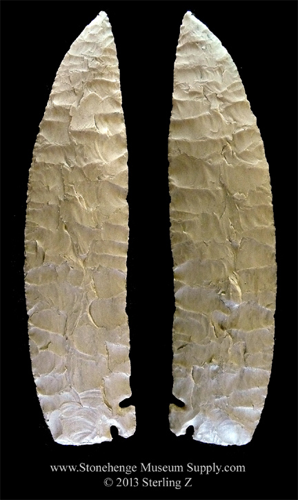 Texas Corner Tang Knife Cast for sale - TX Cornertang cast - lithic casting - Corner Tangs across Texas Cornertang knife Dwain Rogers collection - cast by Sterling Z