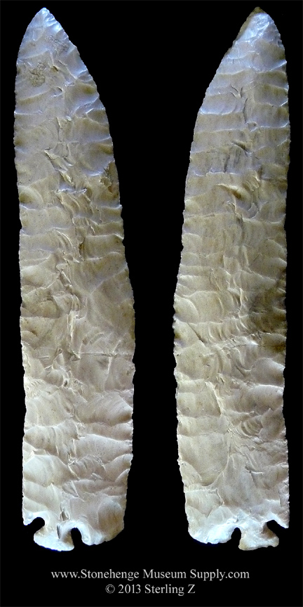 Texas Corner Tang Knife Cast for sale - TX Cornertang cast - lithic casting - largest known cornertang knife Dwain Rogers collection - cast by Sterling Z