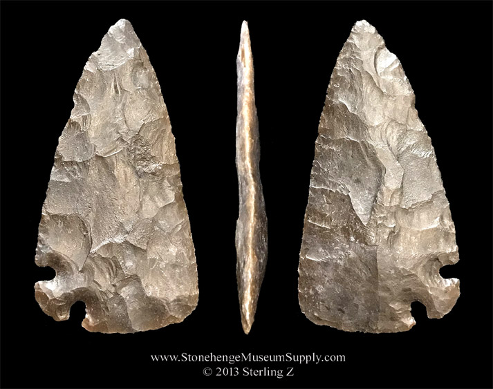 Texas Corner Tang Knife Lithic Cast for sale - TX Cornertang cast - lithic casting - Corner Tangs across Texas Cornertang knife Graham Lawrence collection - cast by Sterling Z