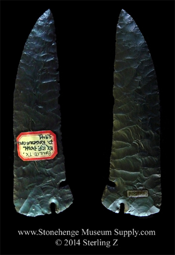 Texas Corner Tang Knife Cast for sale - TX Cornertang cast - lithic casting - Corner Tangs across Texas Cornertang knife Dwain Rogers collection - cast by Sterling Z