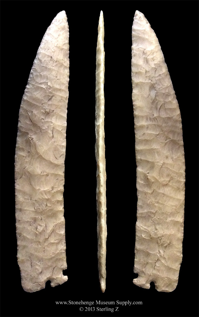Texas Corner Tang Knife Cast for sale - Ernest Witte site Allens Creek burial grave offering ceremonial TX Cornertang cast - lithic casting - Flint Cornertang knife Dwain Rogers collection - cast by Sterling Z