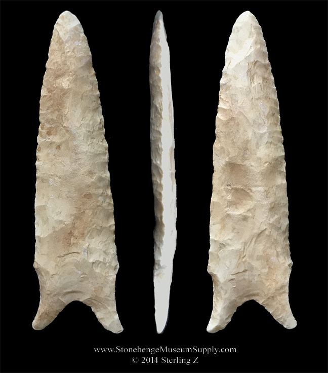 Lithic casting of a Dalton Point, Oklahoma Dalton Arrowhead lithic cast - Oklahoma Dalton Point - Paleo Arrowhead Dalton lithic casting arrowhead cast by Sterling Z
