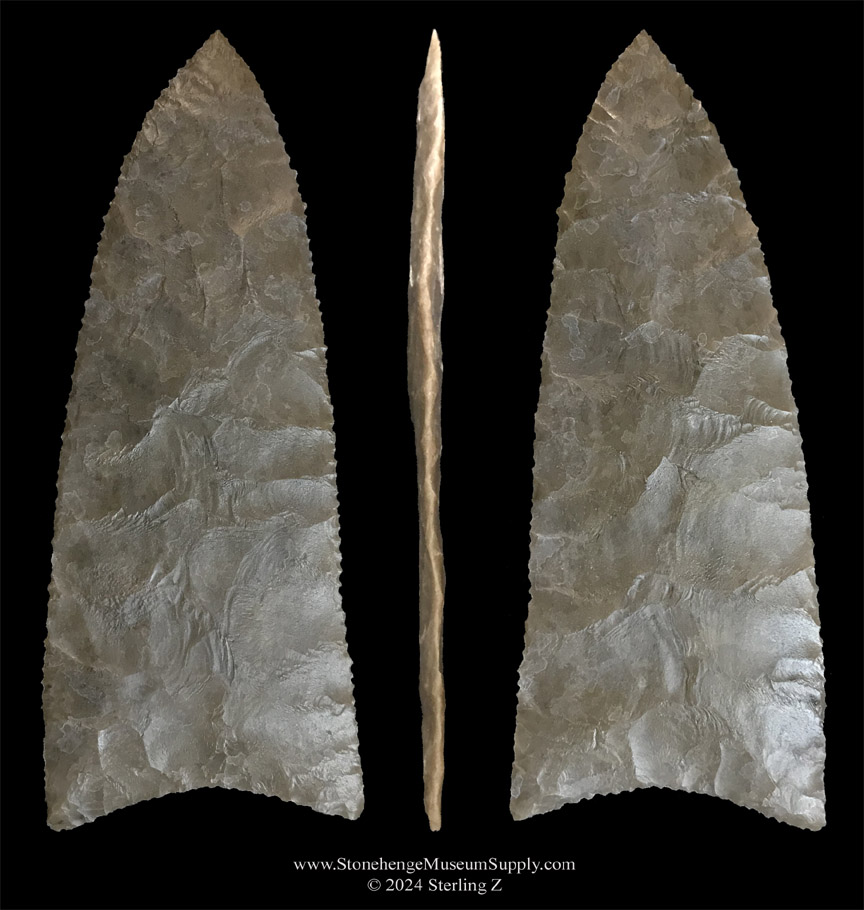 Darl lithic cast for sale. Lithic cast of a Texas Dark knife by Sterling Z Stonehenge Museum Supply. Darl point for sale arrowhead indian artifact.