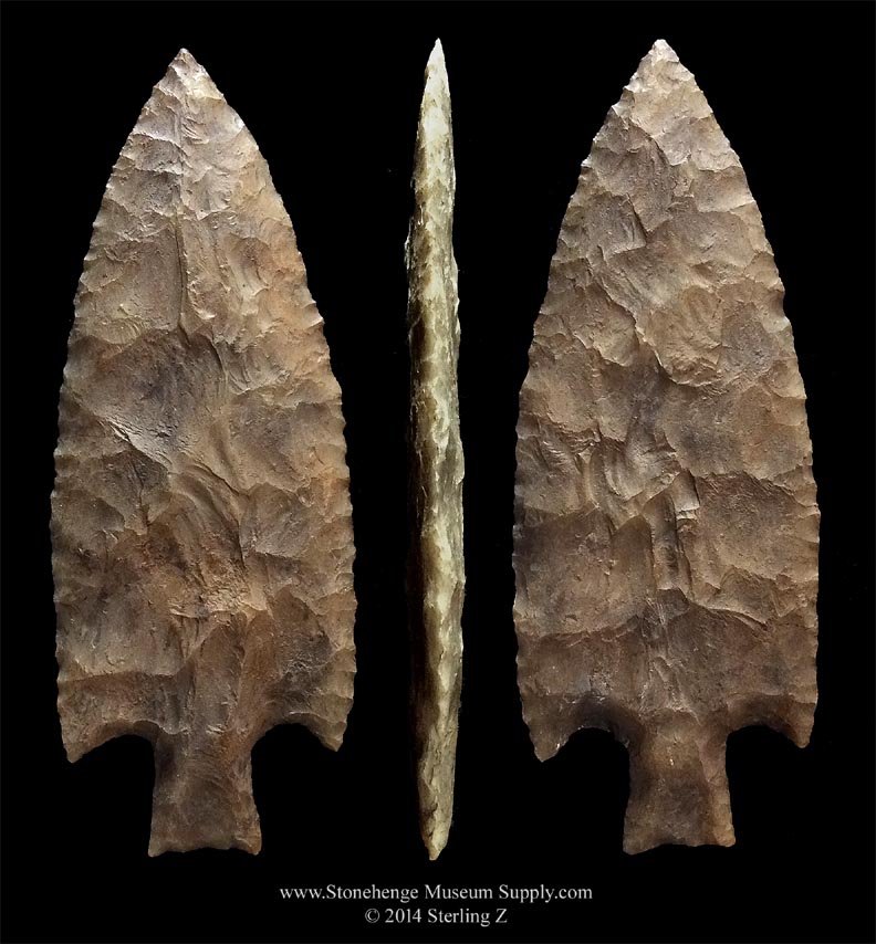 Texas Archaic Lithic Blade Cast - Arrowhead Cast - Lithic Cast Delhi point Bill German collection TX Texas indian artifact