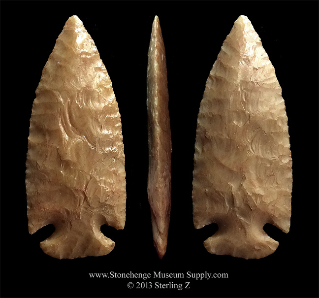 Rare Texas Dovetail Arrowhead lithic cast for sale - St Charles Dovetail Lithic Cast Arrowheads Bill German Collection