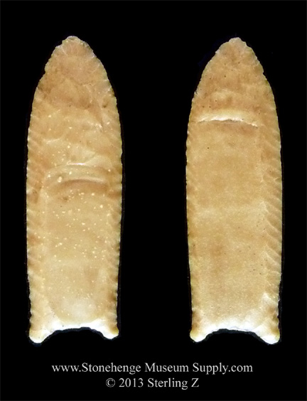 Folson point lithic cast - Folsom point for sale - lithic cast - Jim Bowers Folsom - Barry County MO Missouri - Paleo Lithic casts for sale - Clovis Folsom Midland Pelican Agate Basin