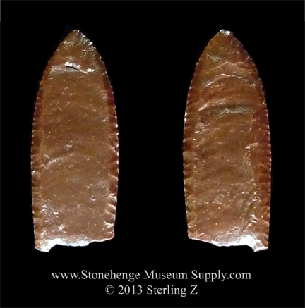 Folson point lithic cast - Folsom point for sale - lithic cast - Choise Smith Alibates West Texas Folsom Lithic Cast - Paleo Lithic casts for sale - Clovis Folsom Midland Pelican Agate Basin