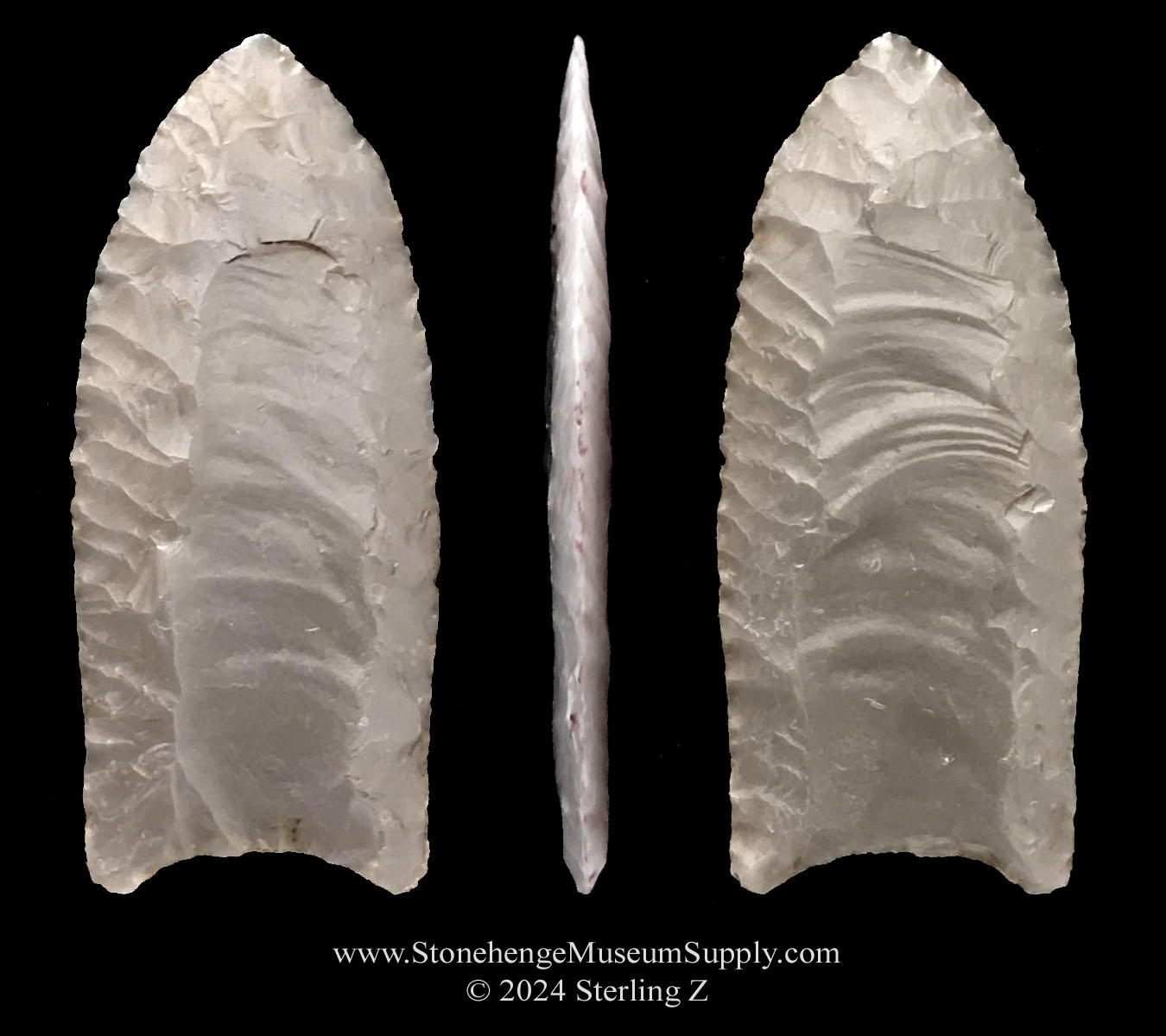 Folson point lithic cast - Folsom point for sale - lithic cast - Dana Harper Texas Folsom Lithic Cast - Paleo Lithic casts for sale - Clovis Folsom Midland Pelican Agate Basin