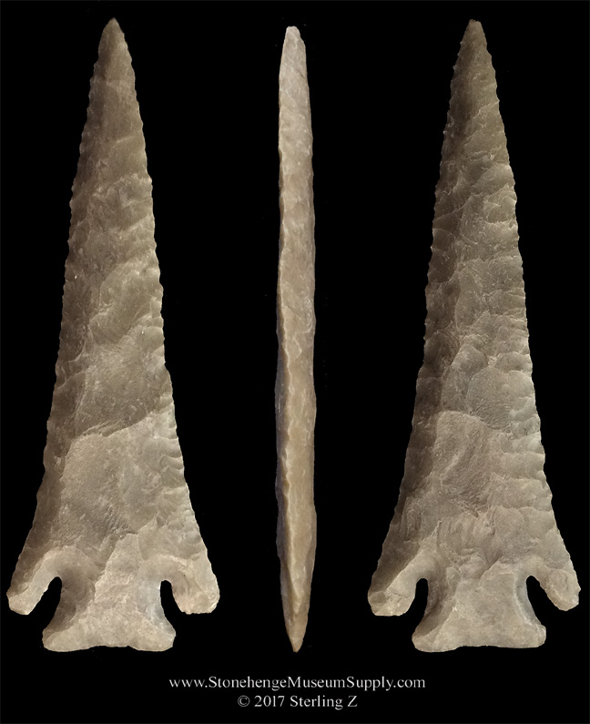 Lost Lake lithic casting arrowhead cast lost lake point out of Tennessee - Lost Lake made of Ft Payne chert - beveled Lost Lake Lithic Cast by Sterling Z Stonehenge Museum Supply Co