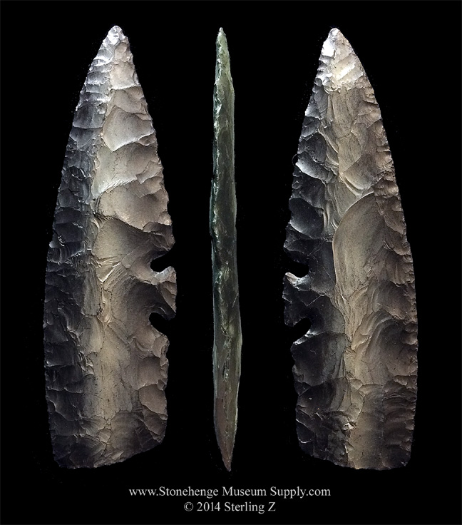 Mid Back Tang Knife - Texas Lithic cast of a midback tang Lithic casting mid back tang Dwain Rogers collection