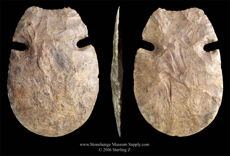 Mill Creek notched Hoe from Cape Girardeau Mo - Mitch Lewis collection - Lithic Casting by Sterling Z Stonehenge Museum Supply Company