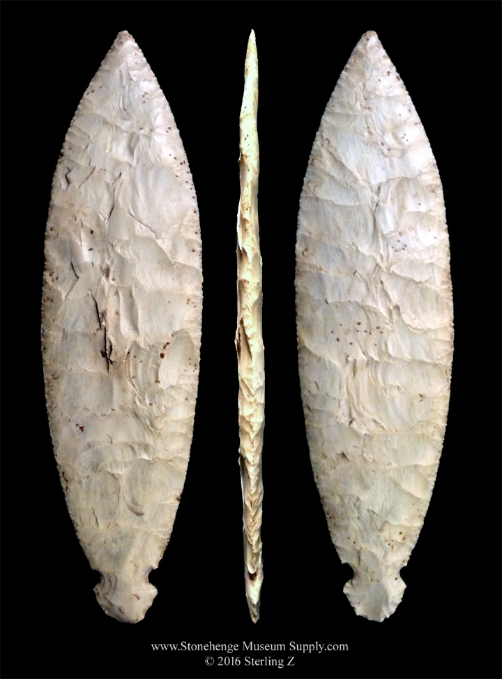 Ovoid tang knife from Jefferson County IL Illinois - Burlington chert ovoid tang lithic cast indian artifact arrowhead