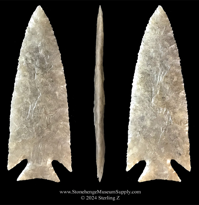 Lithic cast of a San Jacinto point out of Texas - Lithic casting by Sterling Z Stonehenge Museum Supply - San Jacinto arrowhead lithic cast for sale
