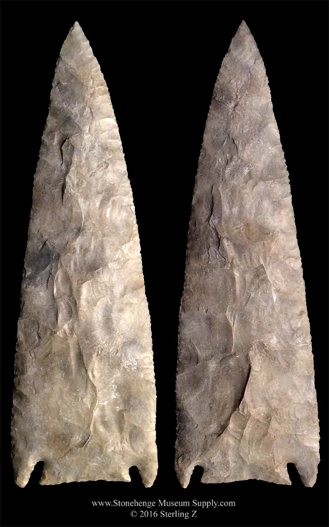 TX Largest San Saba knife Dwain Rogers Collection Texas San Saba Arrowhead for sale - Lithic cast by Stonehenge Museum Supply - Sterling Z Archaic Woodland Flint Blade