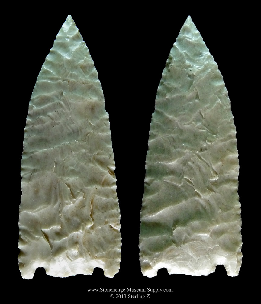 Texas San Saba Arrowhead for sale - Lithic cast by Stonehenge Museum Supply - Sterling Z Archaic Woodland Flint Blade