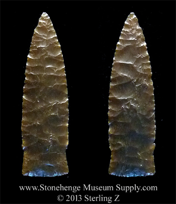 South Texas Scottsbluff arrowhead lithic cast for sale - Paleo Scottsbluff cast - Cody knife - Scottsbluff Cody knife cast - Lithics Casting of a Scottsbluff arrowhead