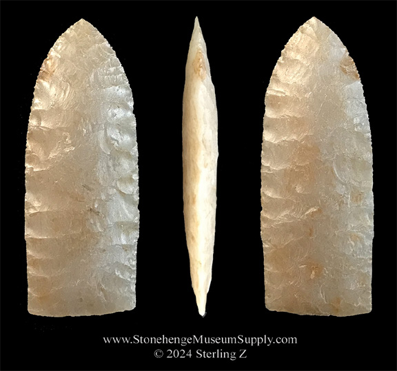 Texas Firstview Lithic Casting for sale. Exceptionally well made Firstview point lithic cast by Sterling z Stonehenge Museum Supply.
