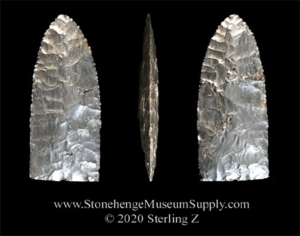 Firstview Lithic Casting for sale.  West Texas Firstview point cast for sale, Lithic Cast, Lithic Casting, Sterling Z Stonehenge Museum Supply.