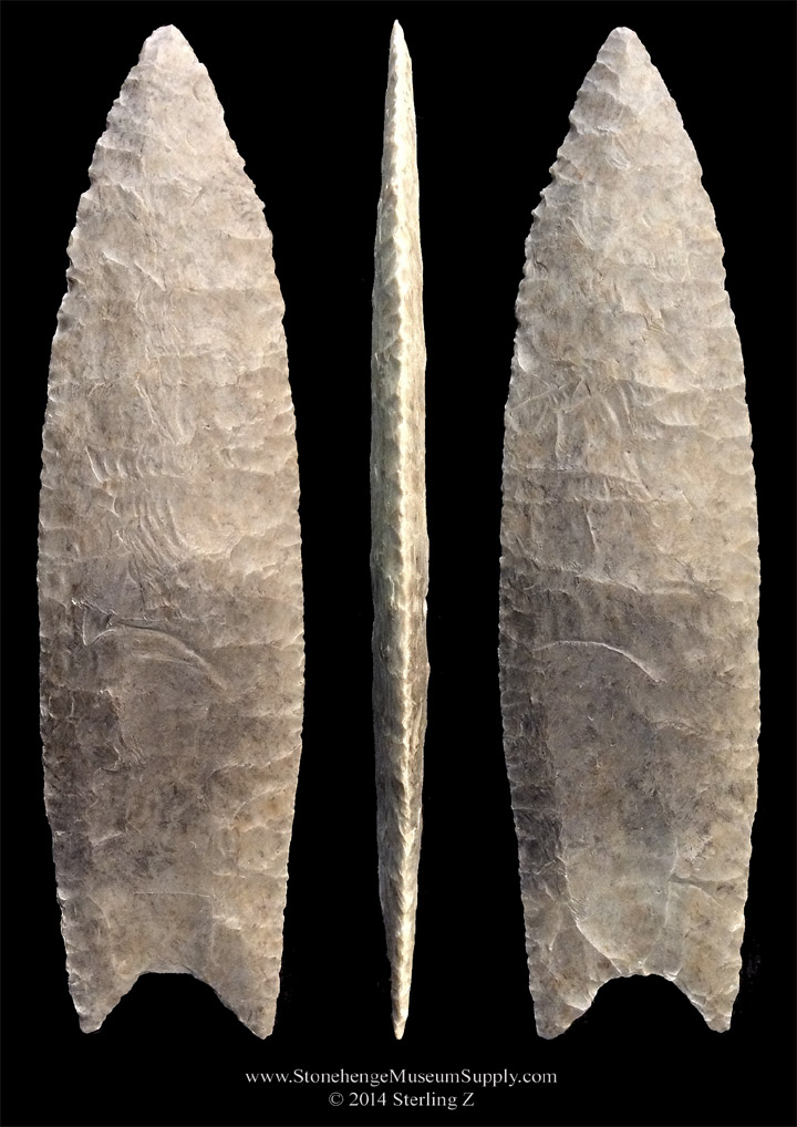 Clovis Lithic Casting KY Kentucky Clovis point lithic cast by Stonehenge Museum Supply - The Robinson Clovis Gainey style Clovis arrowhead paleo for sale