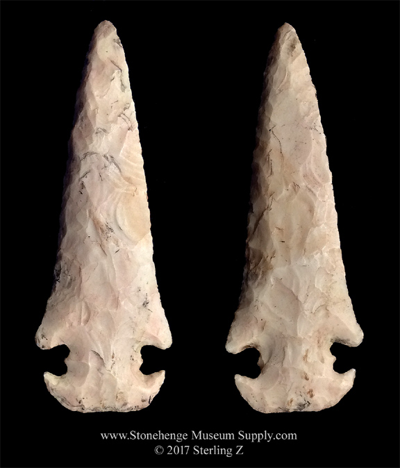 E Notch Thebes Blade -Burlington Thebes indian artifact arrowhead Mack Ashman Collection - Thebes point